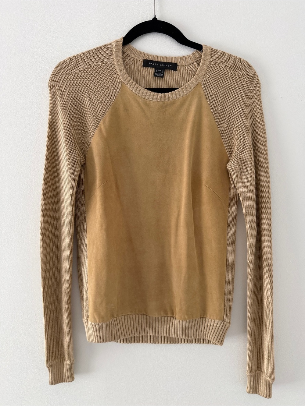 Ralph Lauren Tan Suede, Cashmere & Silk Sweater